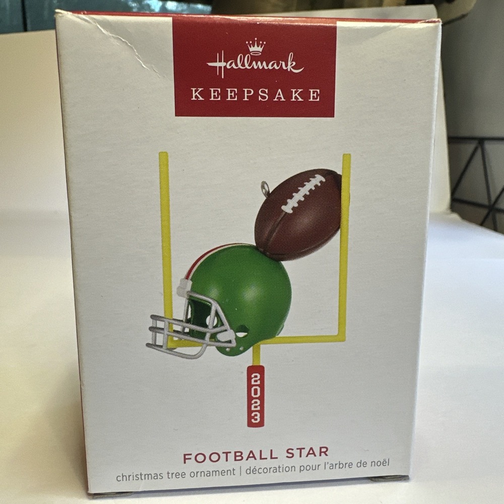 Hallmark Keepsake Christmas Ornament Football Star Helmet Goalpost 2023 New